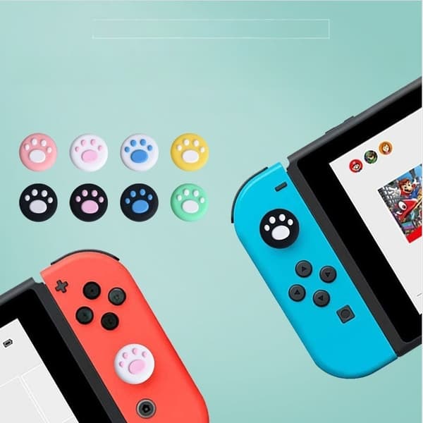 4-pack Paradise Switch 2 Controller Joystick Cover - Söt katt tass silikon tumgrepp, kompatibel med Nintendo Switch 2 Vit+Svart White+Black
