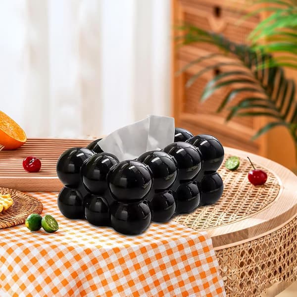Generisk skumfidus-servietboks, sort boble, kreativ servietboks, rektangulær servietdispenser, ansigtspapir-organizer black