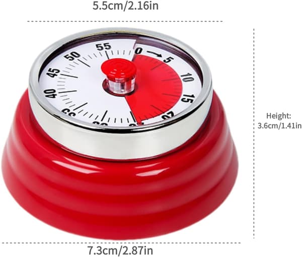 Matlaging Magnetisk Timer Roterende Skive Enkel Opptrekking Rustfritt Stål Bakside Multi Scene Tidsvarsel Klokke (rød) red