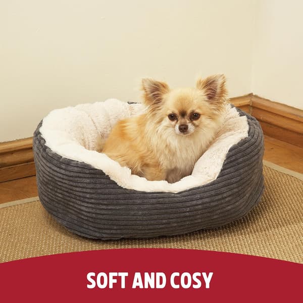 Rosewood Grå Jumbo Cord/Plysoval Hundeseng, Medium