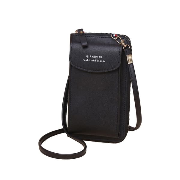 Crossbody mobiltelefon taske i PU læder sort
