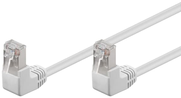 Patchkabel CAT 5e, 2x 90° vinklad, F/UTP, vit, 3 m