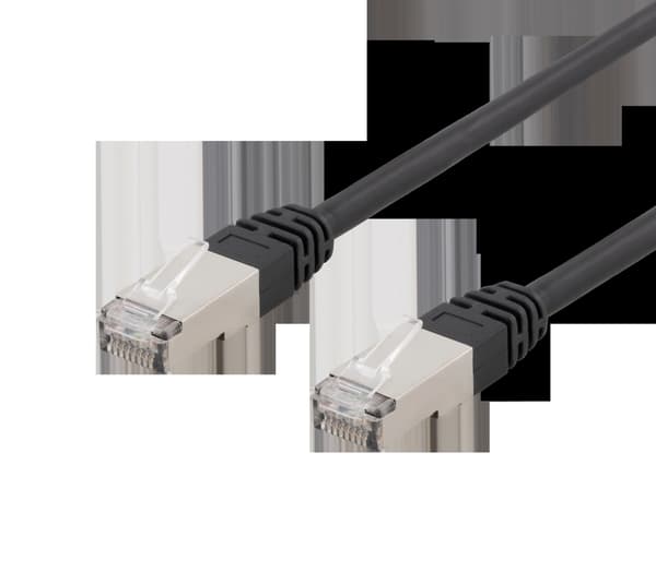 S/FTP Cat6 patchkabel, 2m, 250MHz, UV-bestandig, svart