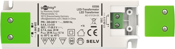 LED konstantstrømstransformator 700 mA, 20 W