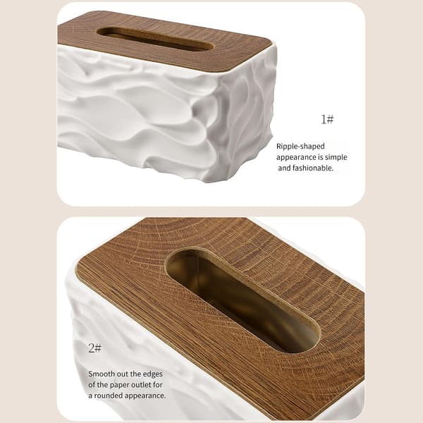 Træfinish Tissueholder med Krop og Bølget Detalje Multifunktionel Tissue Dispenser til Ethvert Interiør Badeværelsesdispenser (sort) black