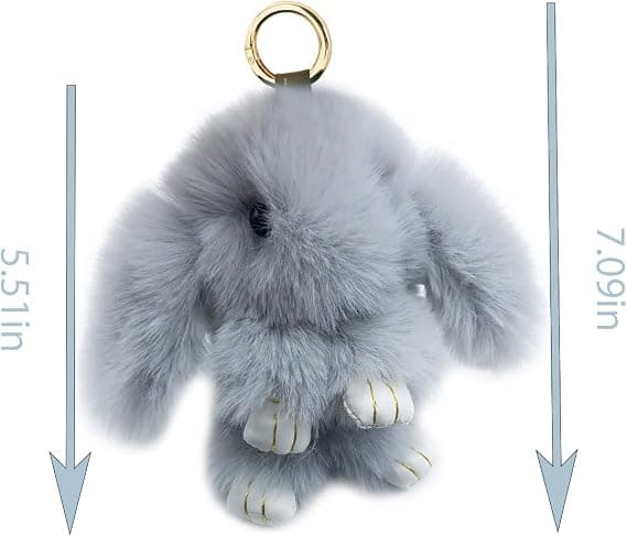 Pupu avaimenperä Söpö Pehmeä Tekoturkis Avaimenperä Auton Käsilaukun Avaimenperä (VAALEANHARMAA) LIGHT GREY