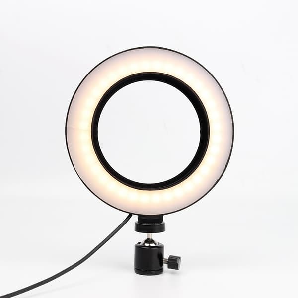 Roterbar selfie-ring på stativ med LED-lys, 20 cm - Sort