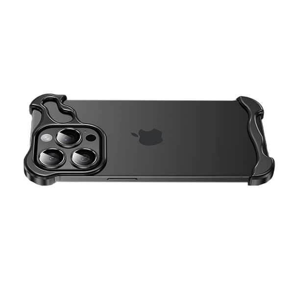 Unikt metallramsfodral + linsskydd för iPhone 14 - Svart