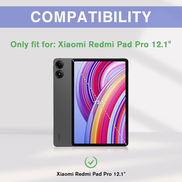 Xiaomi Redmi Pad Pro 12.1\", Slankt Cover Stativ Hårdt Shell Case – Sort