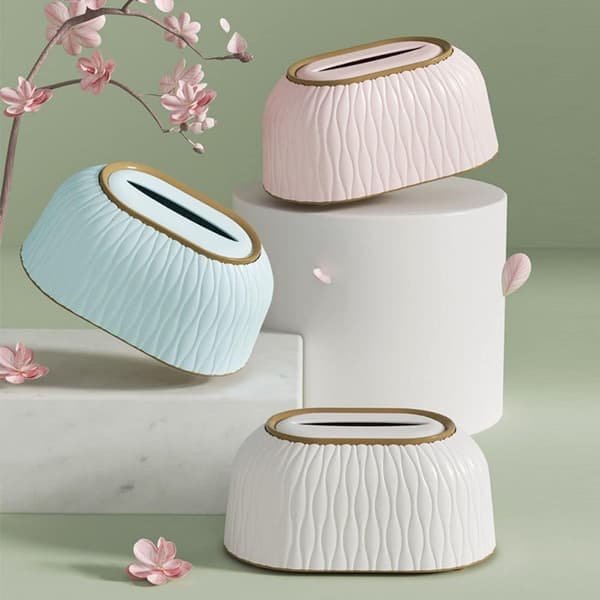 Rektangulær Servietboks Holder Servietdispenser Napkin Organizer til Badeværelse Soveværelse Kontor og Bil (Hvid)