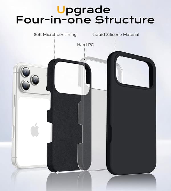 iPhone 17 Pro Max-fodral, flytande silikonskydd, svart iPhone17Promax