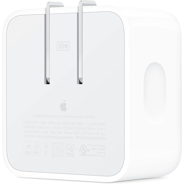 Apple 35W kompakt strømadapter med doble USB-C-porter