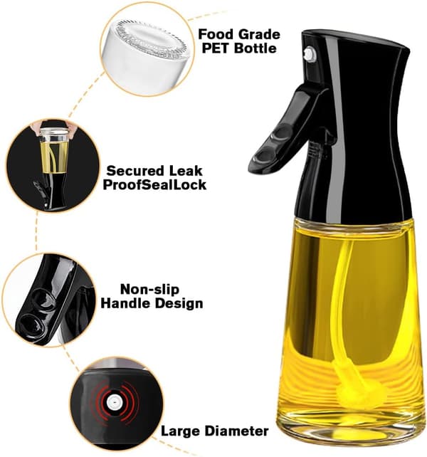 Olivenolie Sprøjte til Madlavning, 180ML Glas Oliedispenser Flaske, Rapsolie Eddike Spray Mister til Køkken