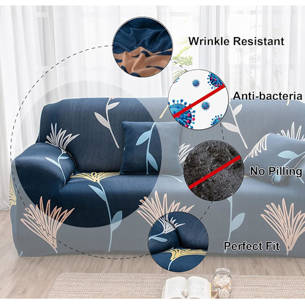 1-delt Stretch Sofatrekk, Sofatrekk Elastisk Stoff Trykt Mønster Stol Loveseat Sofa Sjeselong Sofatrekk (3-seter)