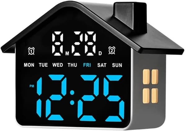 Hus LED Vækkeur 14,3x8x11cm Multifunktionsdisplay Justerbar (blå) blue
