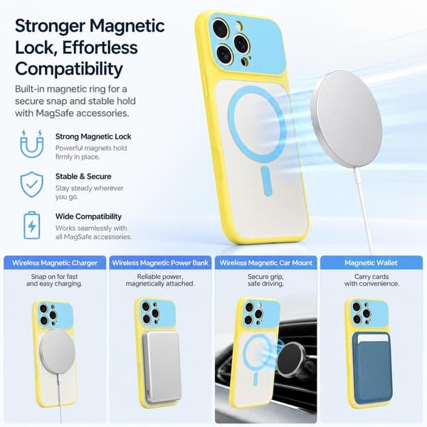 iPhone 16 Pro Max Magnetisk Cover Kontrast Candy Farve, Hvid iPhone16PROMAX