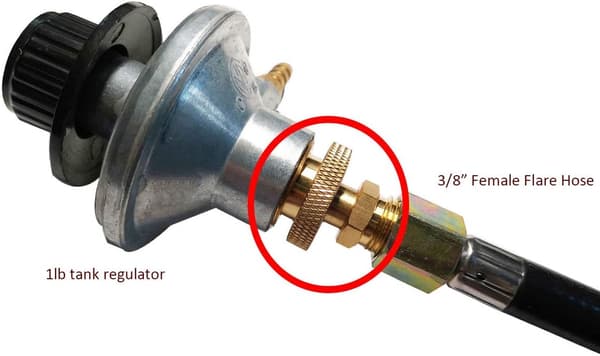 Reservedele til transportabelt campingkomfur: regulatoradapter til 1 lb propancylinder