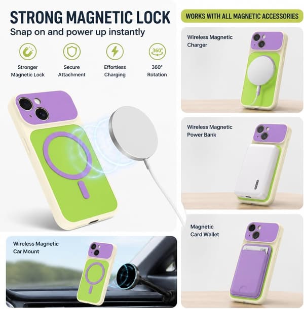 iPhone 15 magnetisk deksel i kontrastfarger, rosa iphone15