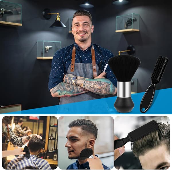 Barber Halsbørste Sæt - Blød Barber Halsbørste med Clipper Rengøringsbørste