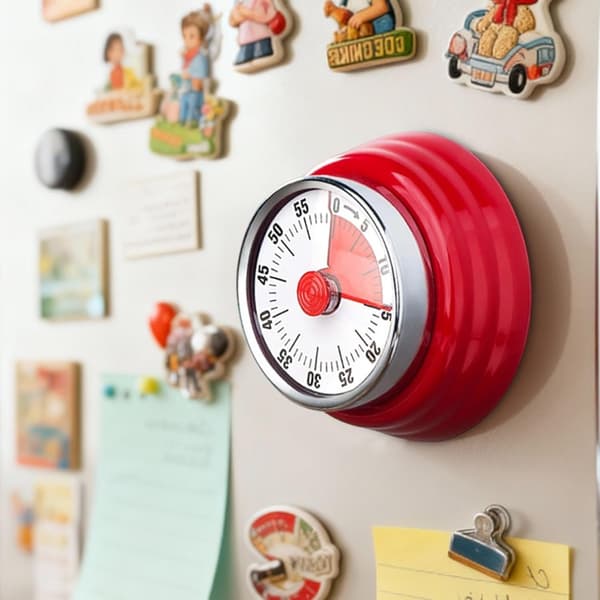 Madlavning Magnetisk Timer Dreje Urskive Nem Opvikling Rustfrit Stål Bagside Multi Scene Tids Påmindelsesur (rød) red