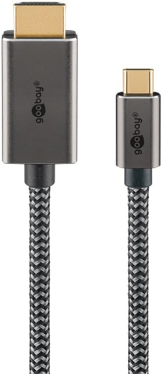 USB-C™ til HDMI™ kabel, 1 m, sort;sølv