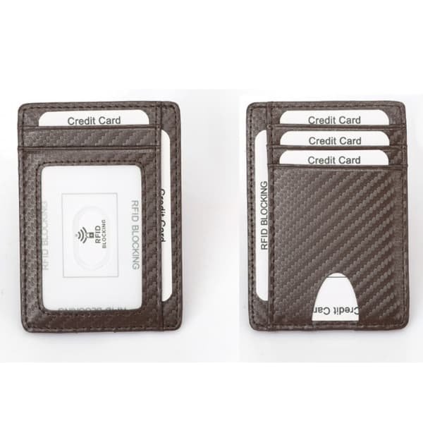 Slank RFID-kortholder i ekte skinn for menn, kaffe