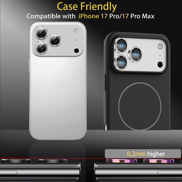 Kameralinsebeskytter til iPhone 17 Pro, Diamond Black iPhone 17Pro