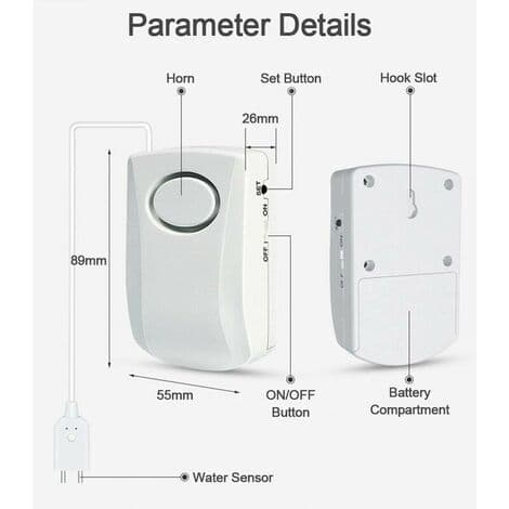Vannlekkasjedetektor, 130dB smart flomdetektor, trådløs vannalarm sensor (1 stk, hvit)