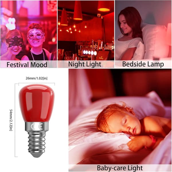 Förpackning med 4 E14 3W röda LED-lampor, dekorativa röda E14 LED-lampor, 25W ersättning, [Energiklass F]