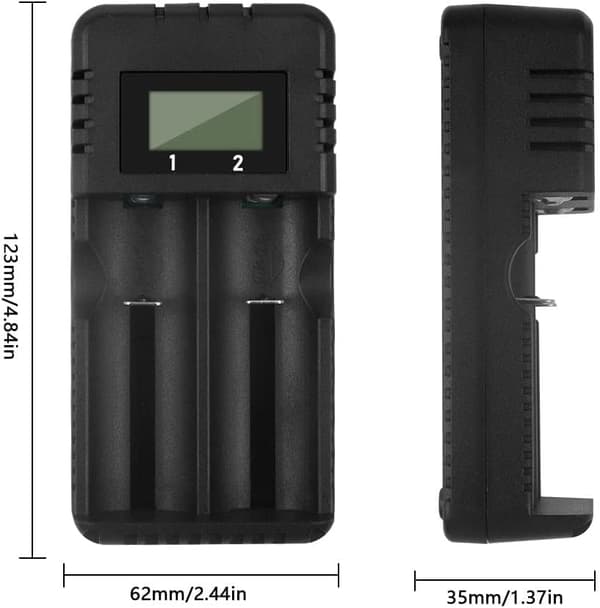 18650 Batterilader, Universell Batterilader, Smart Hurtiglading, 2-spors hode med LCD-skjerm, Kompatibel