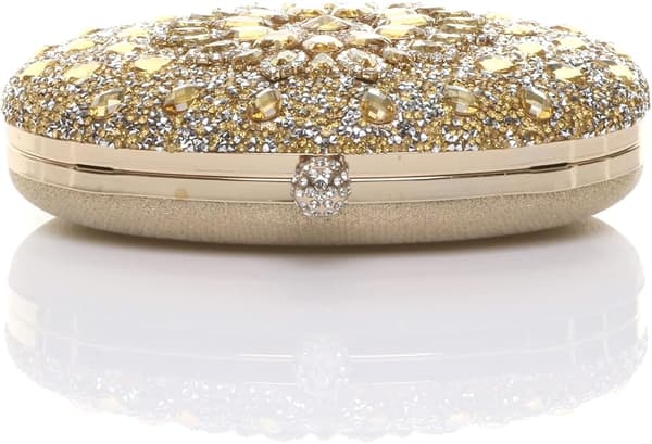 Diamantutsmyckad oval balkopplingsväska (guld, 19,5 cm*4,5 cm*15,5 cm) gold
