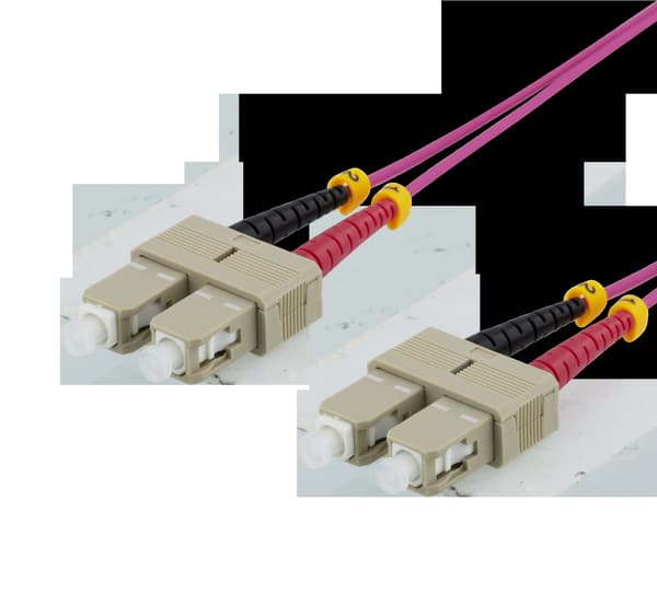 OM4 Fiberkabel, SC - SC Duplex, 50/125, 1m, rosa