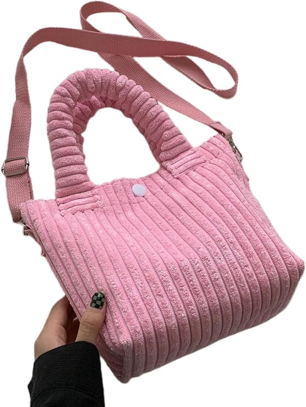 fluffy taske Dame efterårs- og vinterfløjls skulder- og messenger-taske (pink) pink