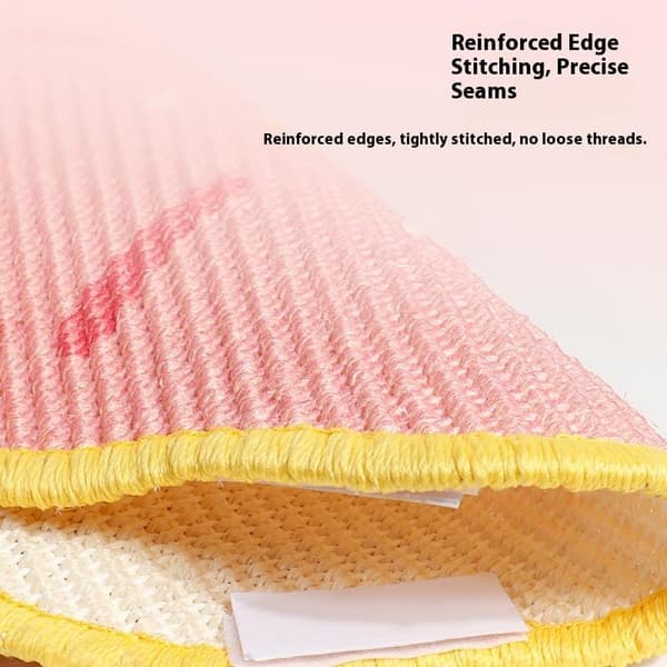 Sisal Katteklobrett med Selvklebende Bakside, Vegg- eller Sofamontering, Slitesterkt Klopleiebrett 40 cm (Poached eggs) yellow