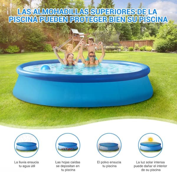 Poolskydd, Runt poolskydd, Skyddande poolskydd med metallring och dragsko - Diameter: 210cm