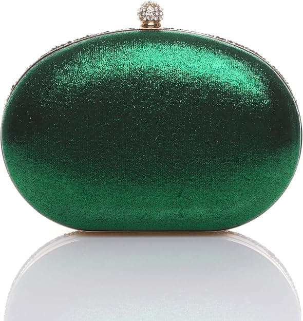 Diamantutsmyckad oval balkopplingsväska (grön, 19,5 cm*4,5 cm*15,5 cm) green