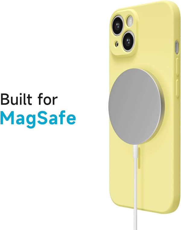 Flytande silikon magnetiskt fodral för iPhone 14, GUL iPhone 14