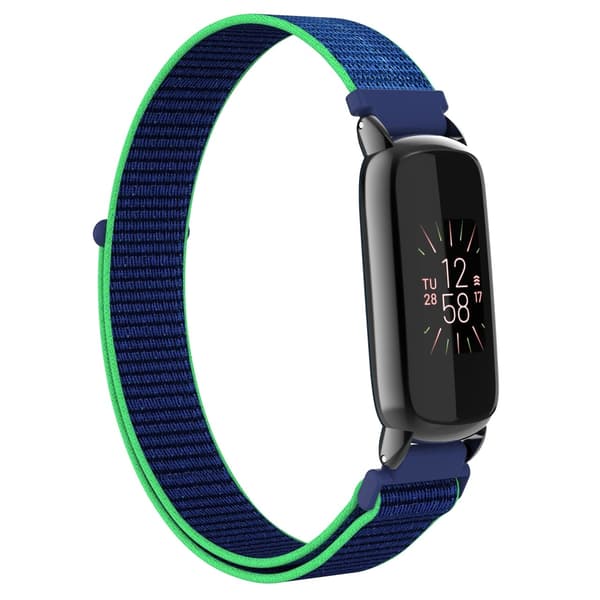 Nylonarmband kompatibelt med Fitbit Luxe - Justerbart sportarmband grön+blå Green+Blue