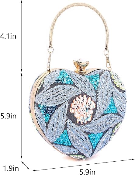 Clutchtasker til kvinder, festaftentaske designer crossbody-taske, hjerteformet metalhåndtaske til damer (brun) brown