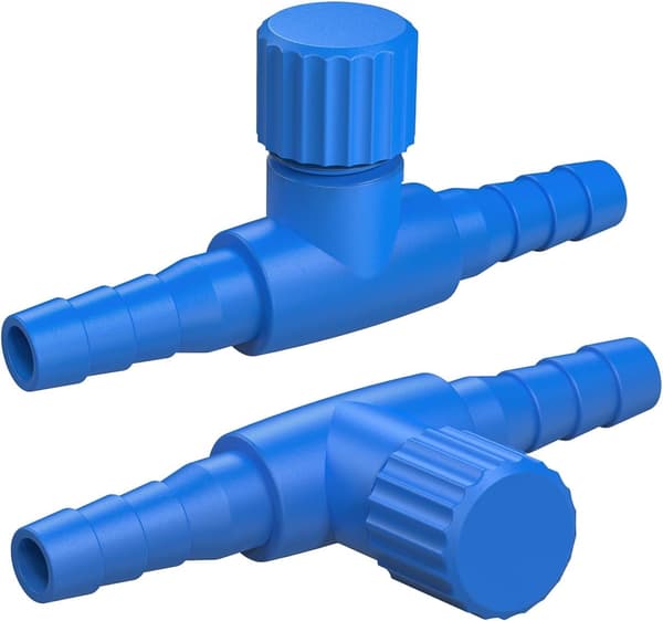 Akvarium luftkontrollventiler, enkelriktade luftflödesregulatorer i plast, blå, 10-pack.