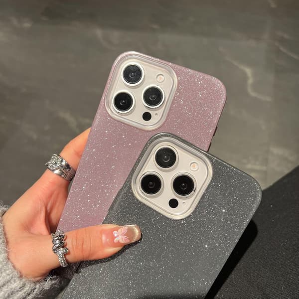 Glitterdeksel til iPhone 14 Plus Tynt mobildeksel Bling Slim Hardt PC-deksel for kvinner Mykt TPU silikon støtfanger Kamerabeskyttelsesdeksel – Rosa iPhone 14 plus