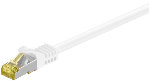 RJ45 patchkabel S/FTP (PiMF), 500 MHz, med CAT 7 råkabel, vit, 25 m