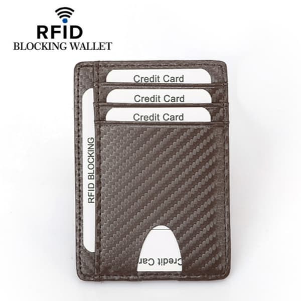 Slank RFID-kortholder i ekte skinn for menn, kaffe