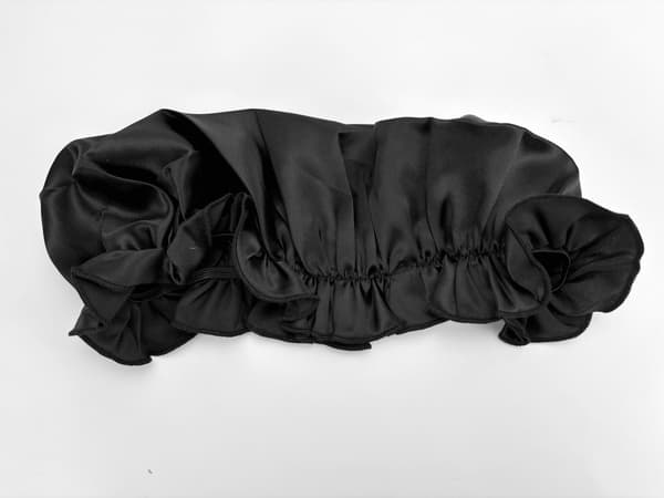 Sovehætte i silke til langt hår - Åndbart silkehårbånd Sort Black