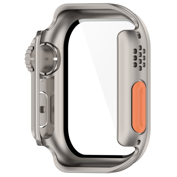 Skyddsfodral för Apple Watch - Hård PC & Härdat Glas Silver 45 mm Silver 45 mm Silver