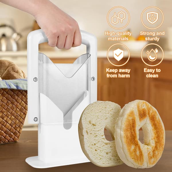 Kitchen Craft bagel-kutter og -deler, bagel-kutter med sikkerhetshåndtak, rustfritt stål