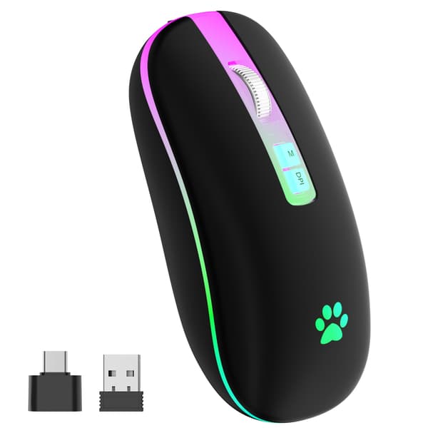Hiljainen kaksoistilahiiri: Ladattava langaton Bluetooth 5.1 A