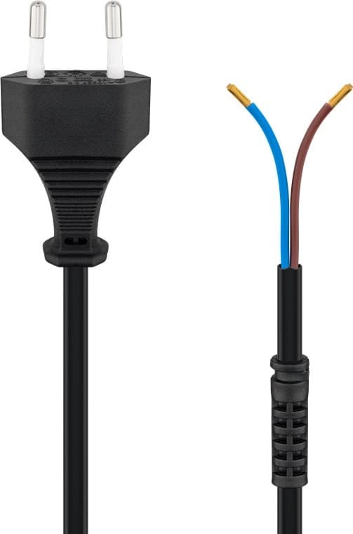 Kabel med Euro-kontakt för montering, 1,5 m, svart