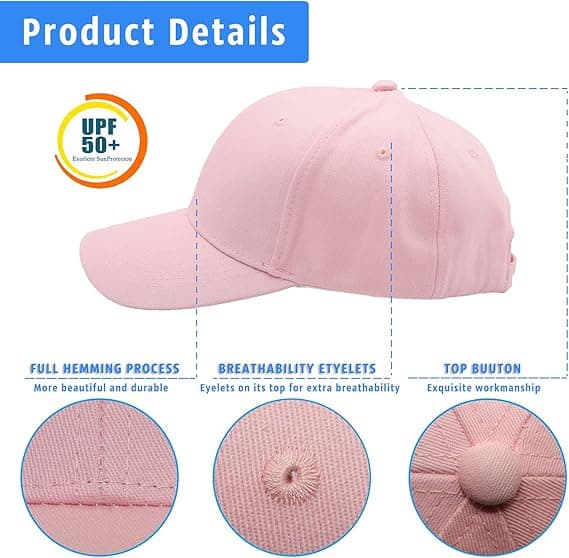 Baseballkasket til mænd og kvinder - 100% bomuld Pink