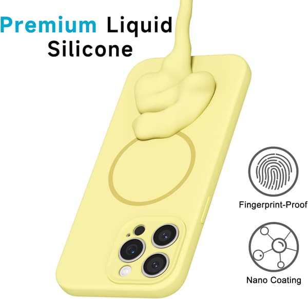 Flytande silikon magnetiskt fodral för iPhone 15 Pro Max, GUL iPhone 15 Pro Max